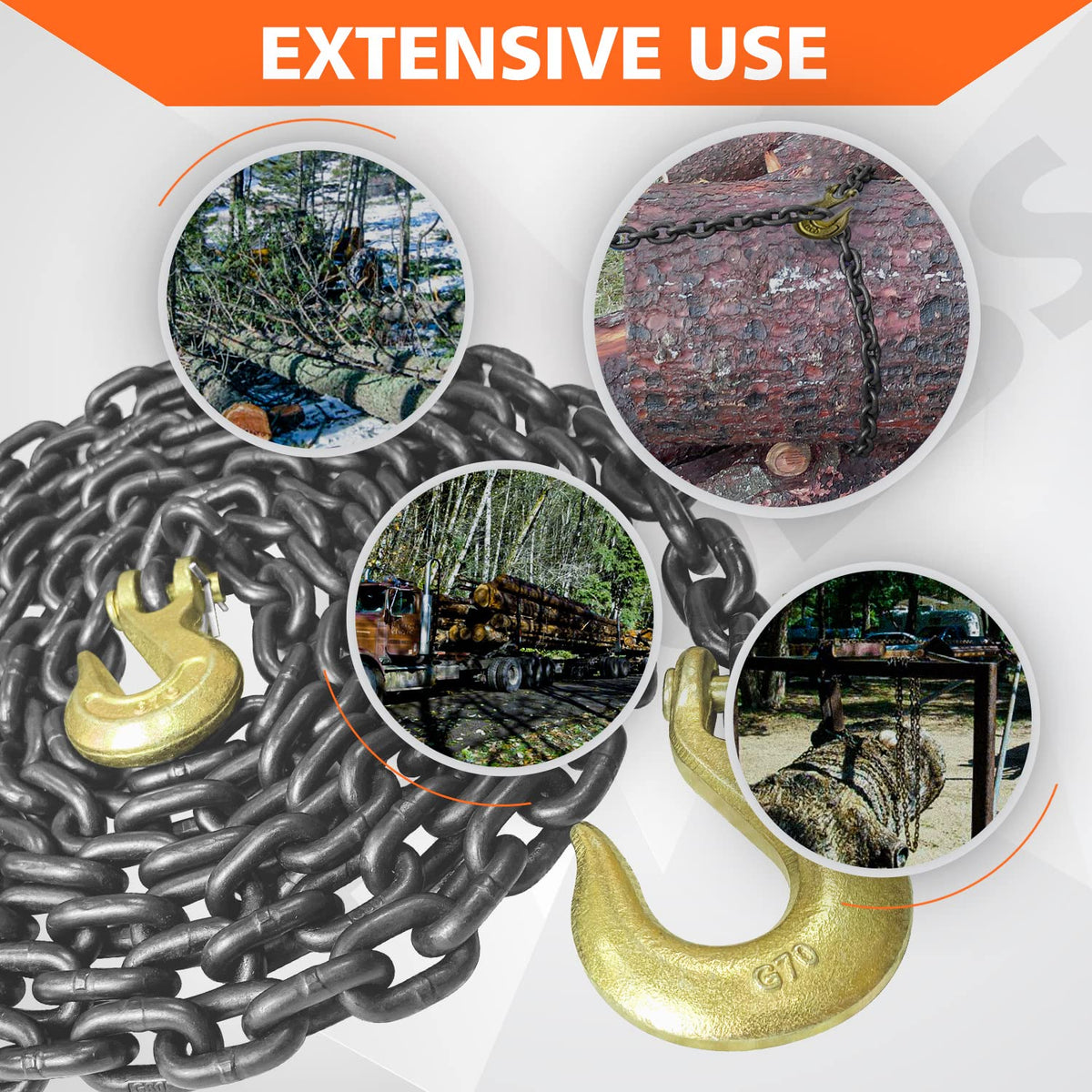 YATOINTO chain in use on trailer showing secure towing advantage