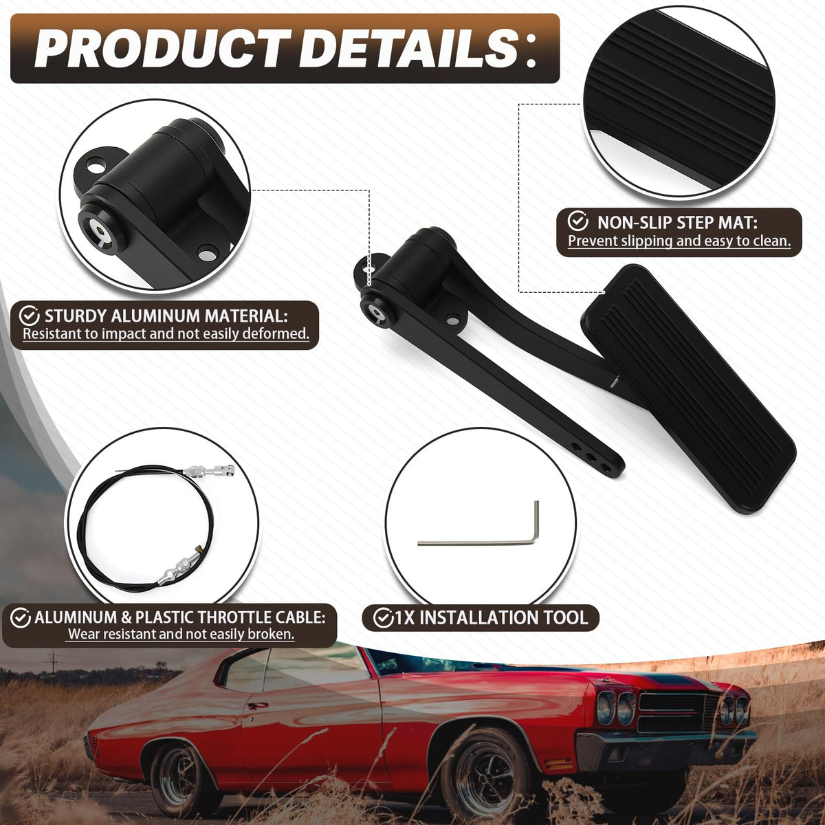YAURILO braided throttle cable detail for durable, low-stretch response