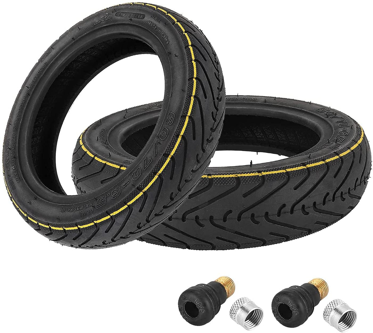YBang front view of 10-inch tubeless tire showing fit and brand benefits