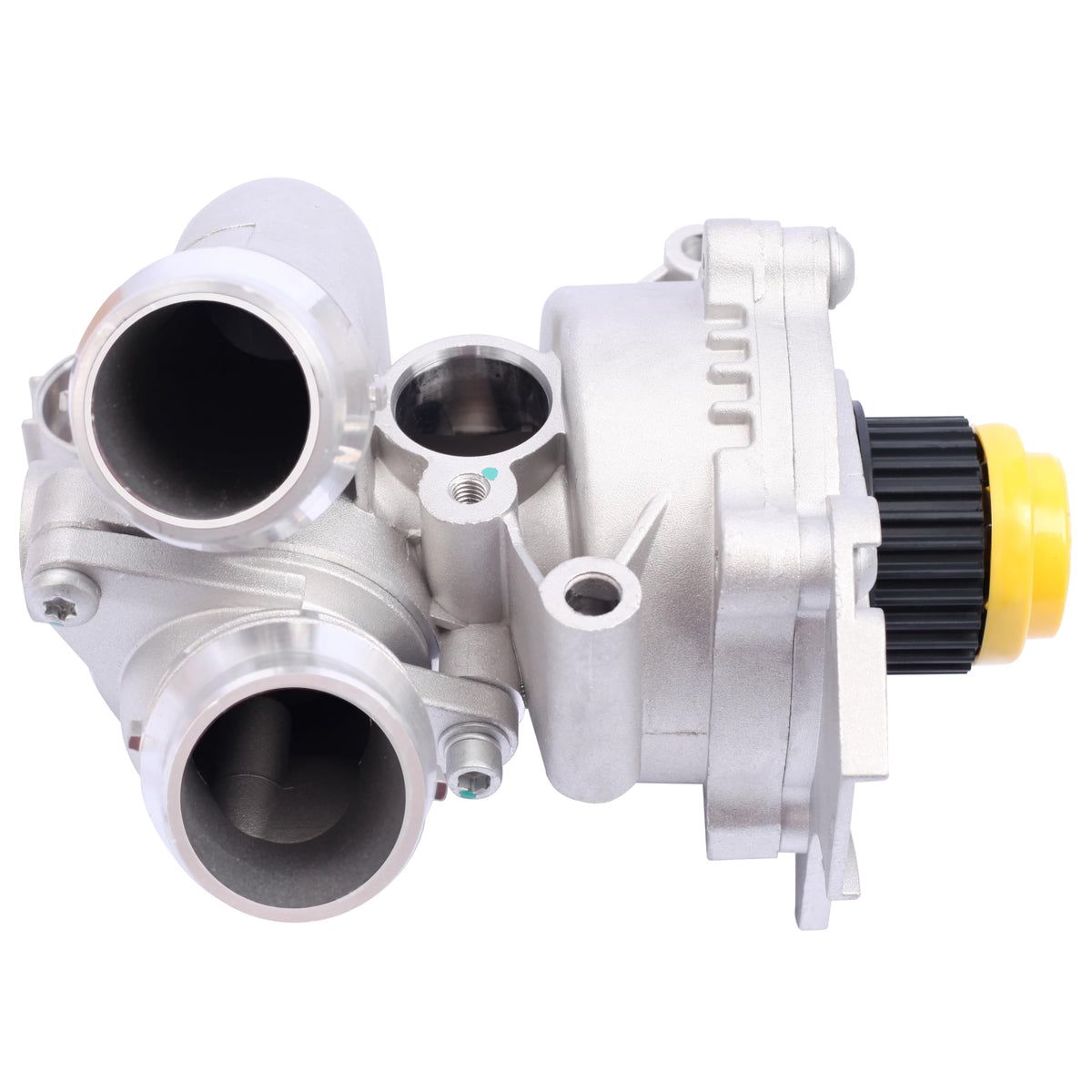 YBDDZH water pump installed in engine bay illustrating direct-fit compatibility and professional finish