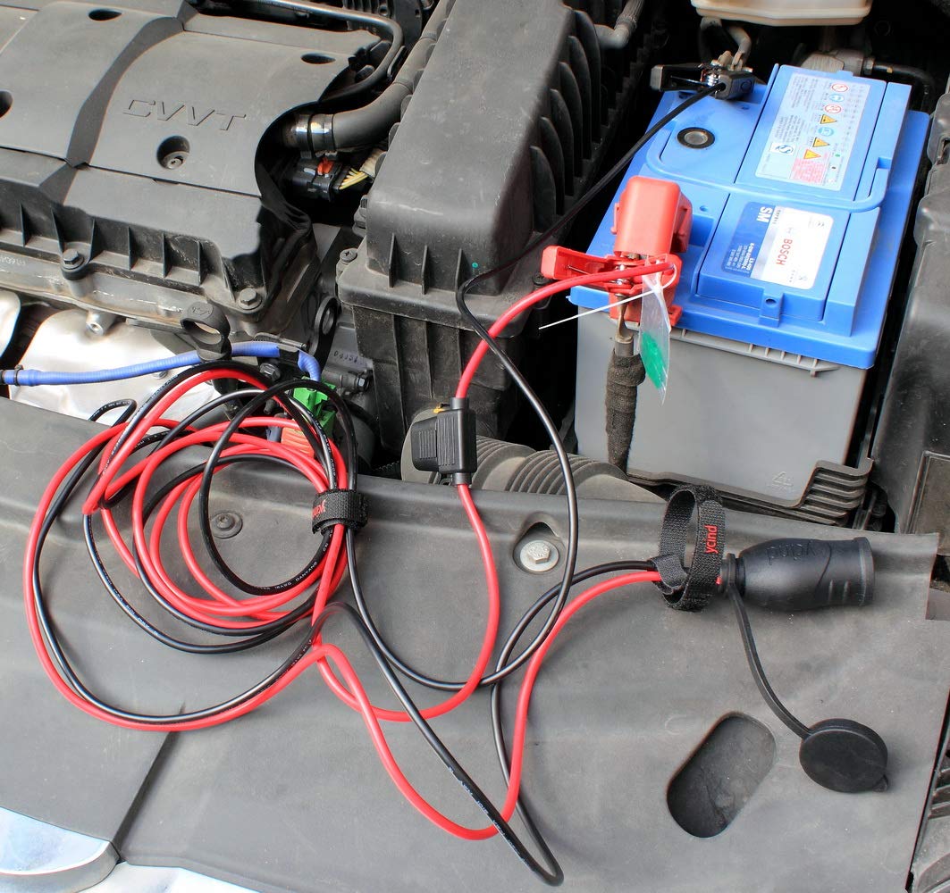 YCIND in use on vehicle battery showing easy temporary power outlet