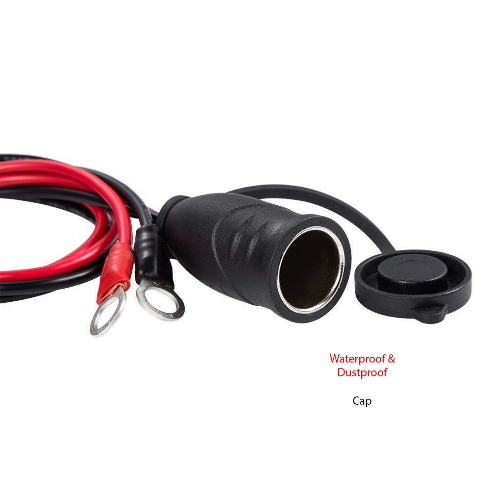 YCIND cable connected to vehicle battery powering a portable accessory