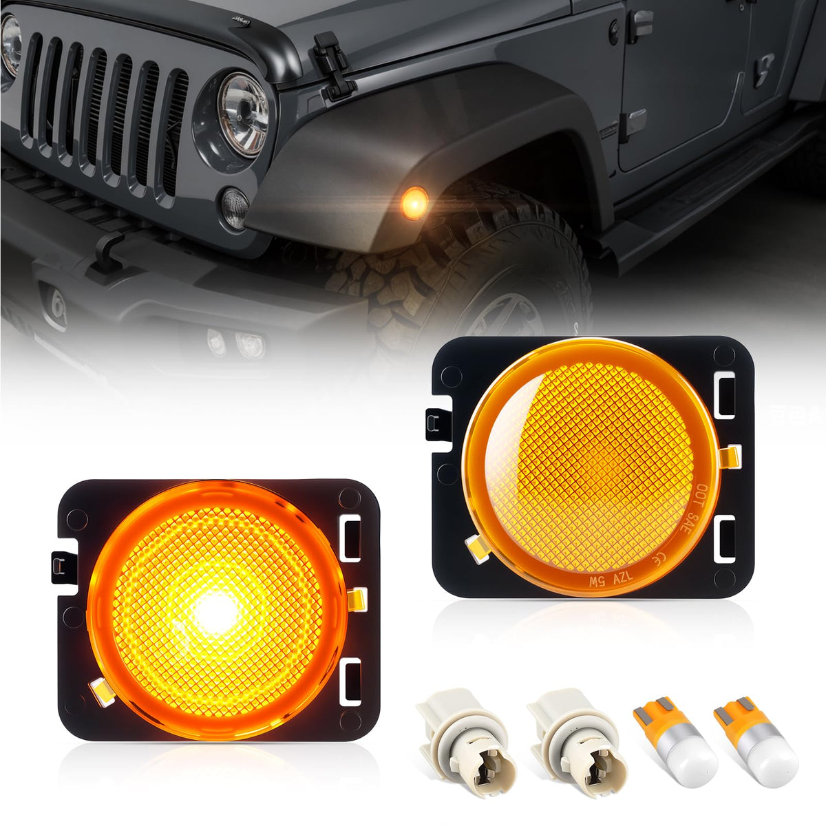 YCLL front fender marker light packaging showing complete kit and benefit of ready-to-install