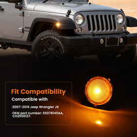 YCLL installed on Wrangler front fender demonstrating factory fit and improved roadside visibility benefit