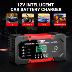 YDBAO charger attached to a car battery demonstrating fast charging