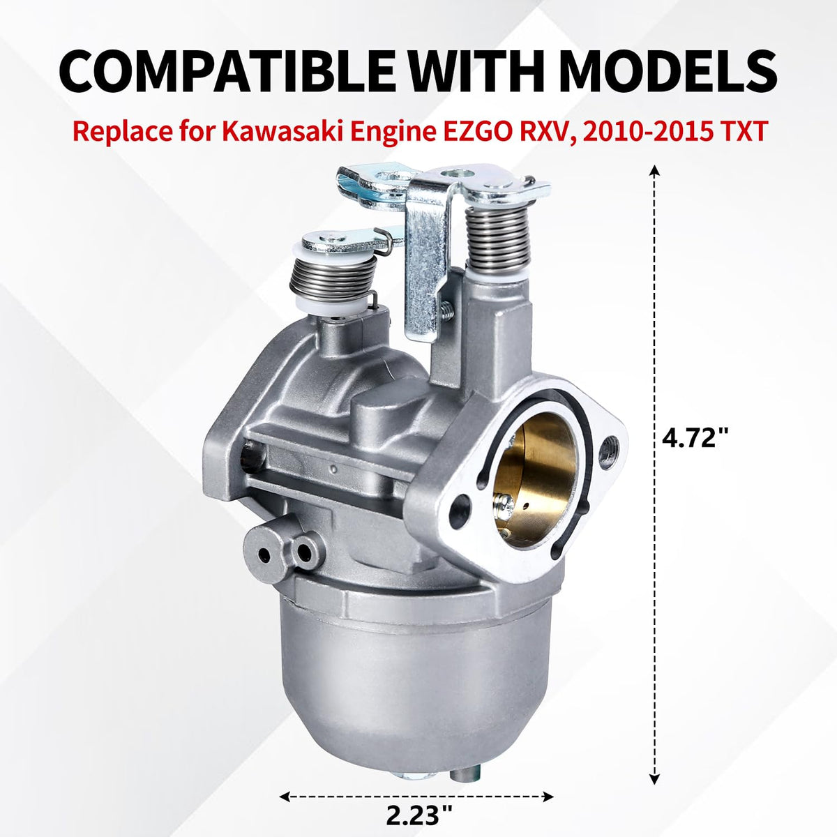 YDO carburetor side view with mounting flanges, accurate fitment for EZ-GO installations