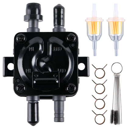 YDO fuel pump front view showing body and ports, brand ensuring direct-fit replacement