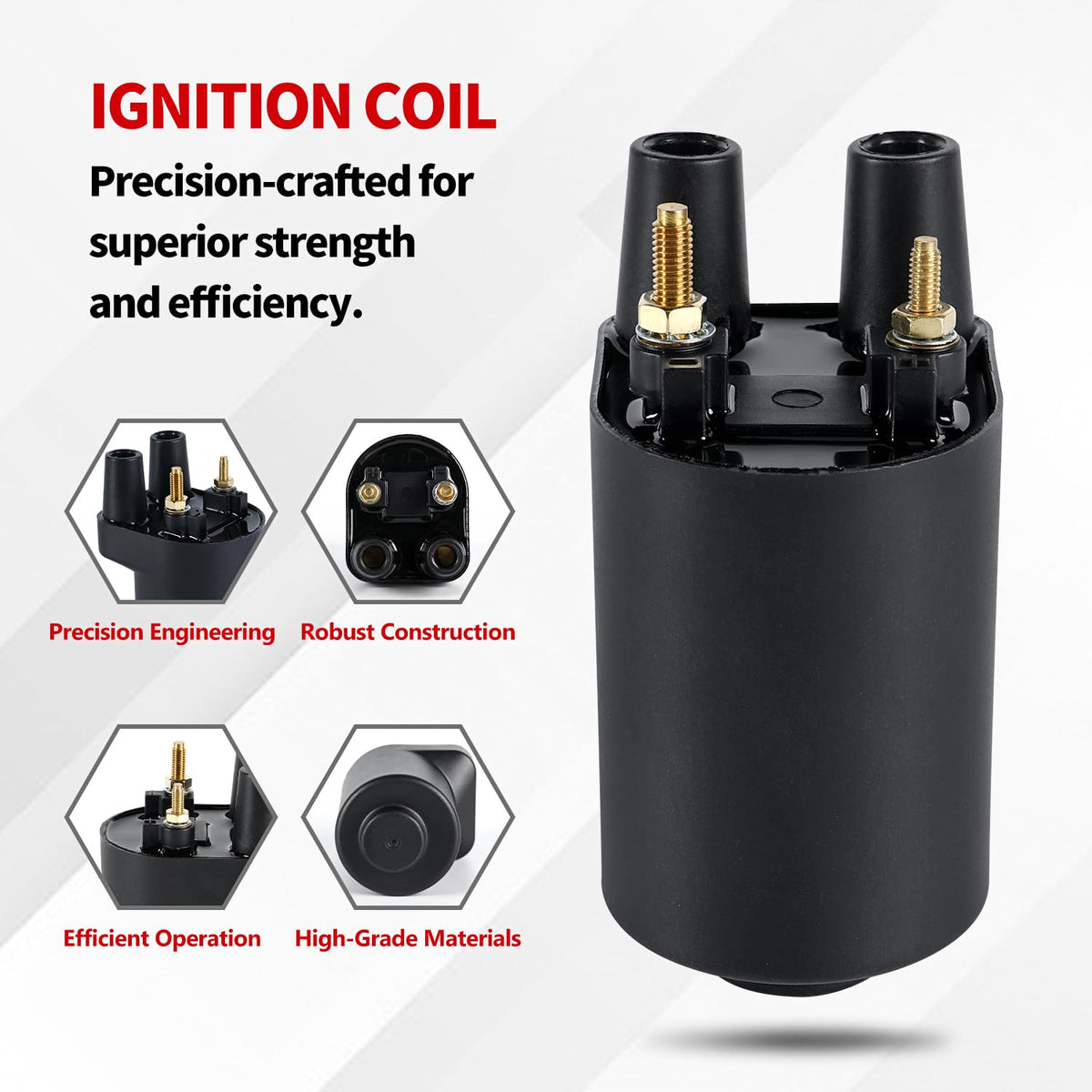 YDO ignition coil terminal close-up showing heavy-duty contacts for reliable spark