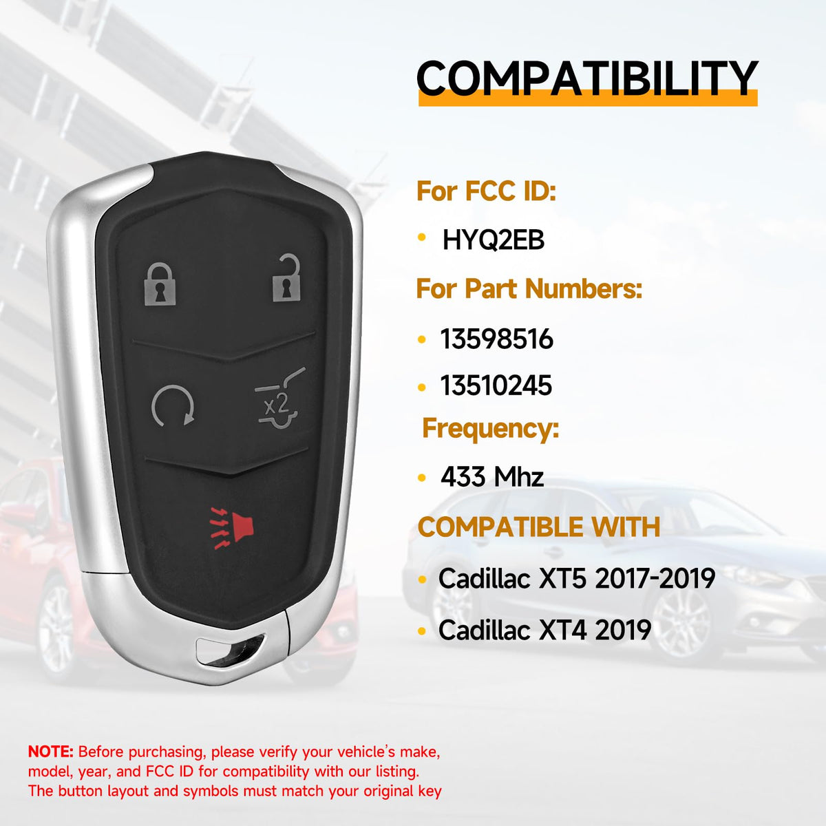 YDTHTLAH back of fob with part numbers visible for quick compatibility check benefit