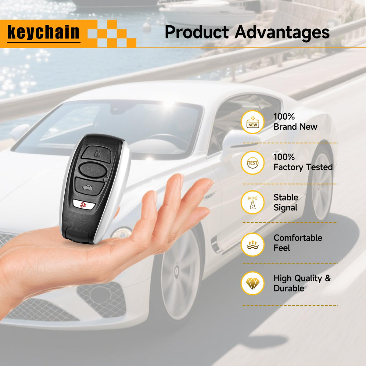 YDTHTLAH key fob used at car door demonstrating restored keyless entry convenience