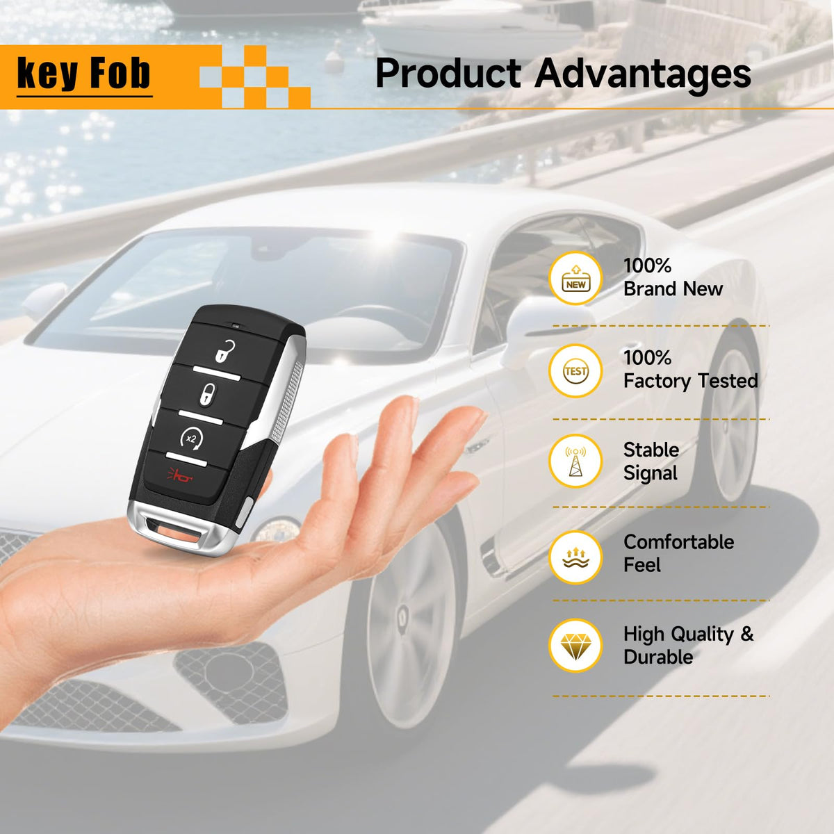 YDTHTLAH remote in vehicle use demonstrating convenient keyless entry