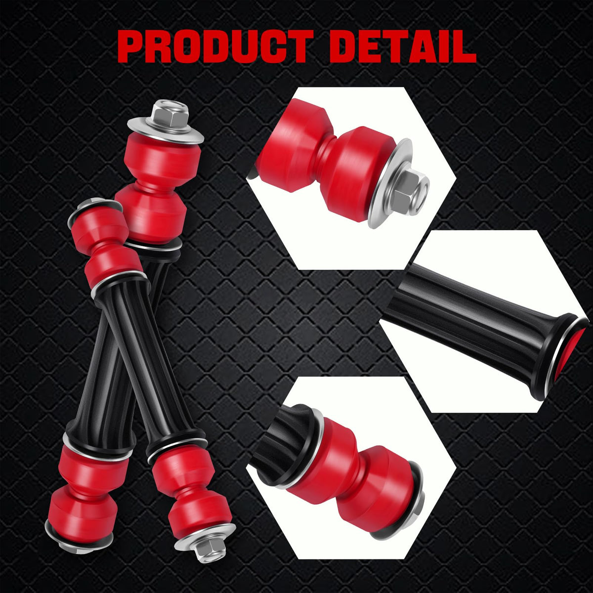 YDYKPOWER front sway bar link installed on suspension showing restored steering stability