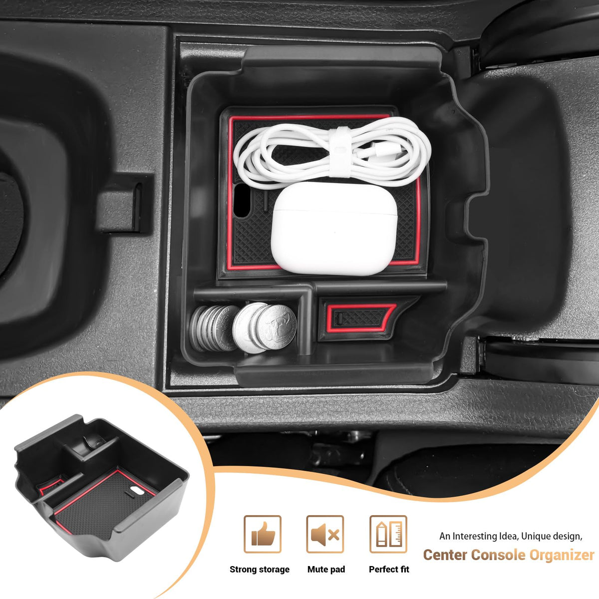 YEE PIN close-up of top level compartments for quick-access convenience