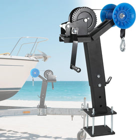 YeeJinHong winch stand front view showing sturdy steel frame and roller benefit secure loading