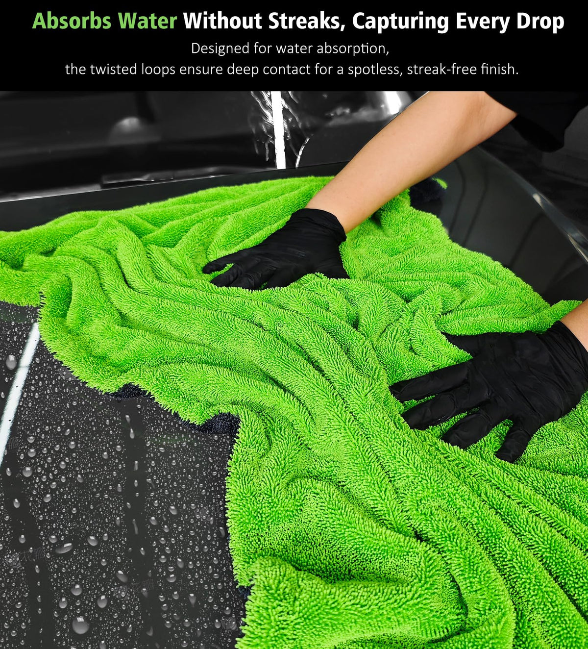 YeewayVeh dual-sided towel detail showing absorbent and polish sides benefit
