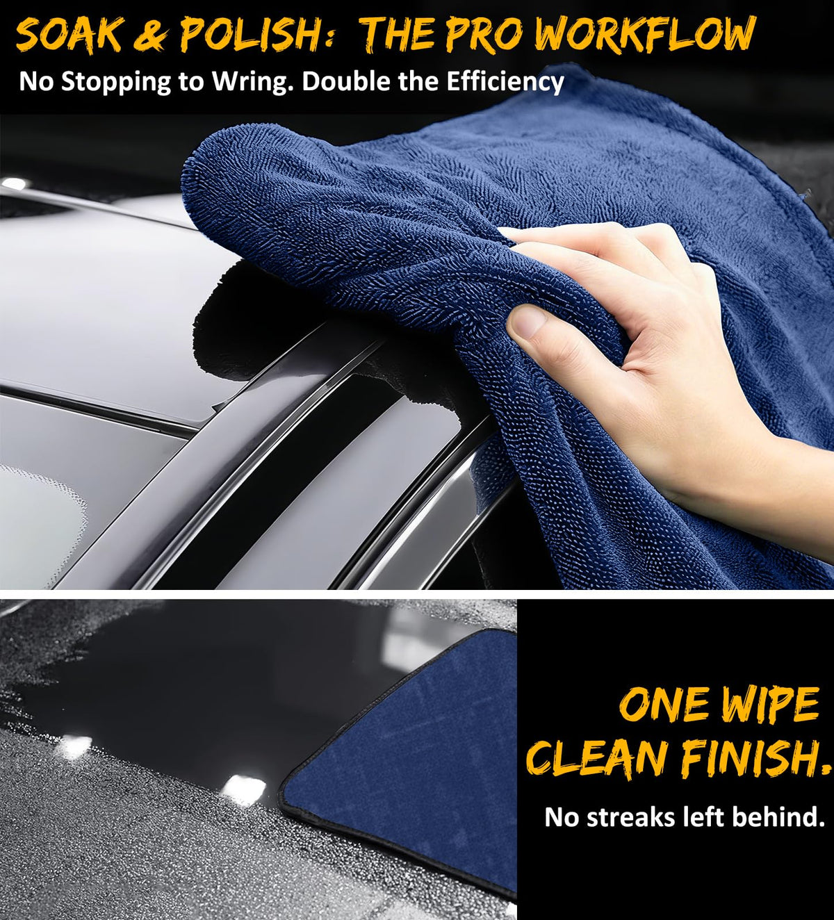 YeewayVeh towel drying a car hood in one sweep, speeds up the drying process