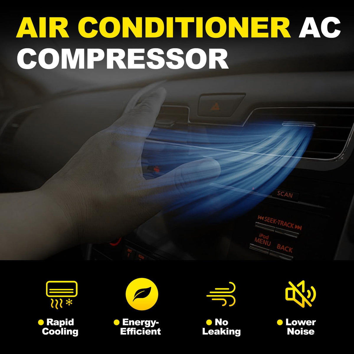 YEHERIT compressor installed in engine bay showing direct-replacement convenience benefit