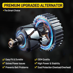 YEHERIT alternator installed in Nissan Rogue engine bay demonstrating direct fit