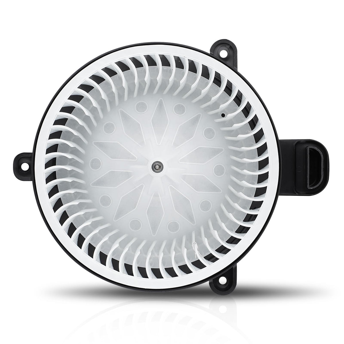 YEHERIT front view of blower motor showing mounting flange and quick fit benefits