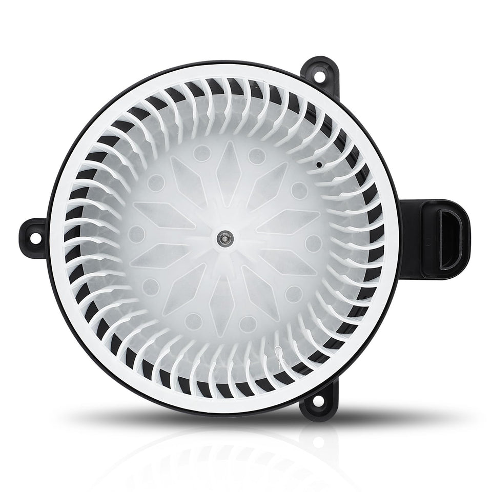 YEHERIT front view of blower motor showing mounting flange and quick fit benefits