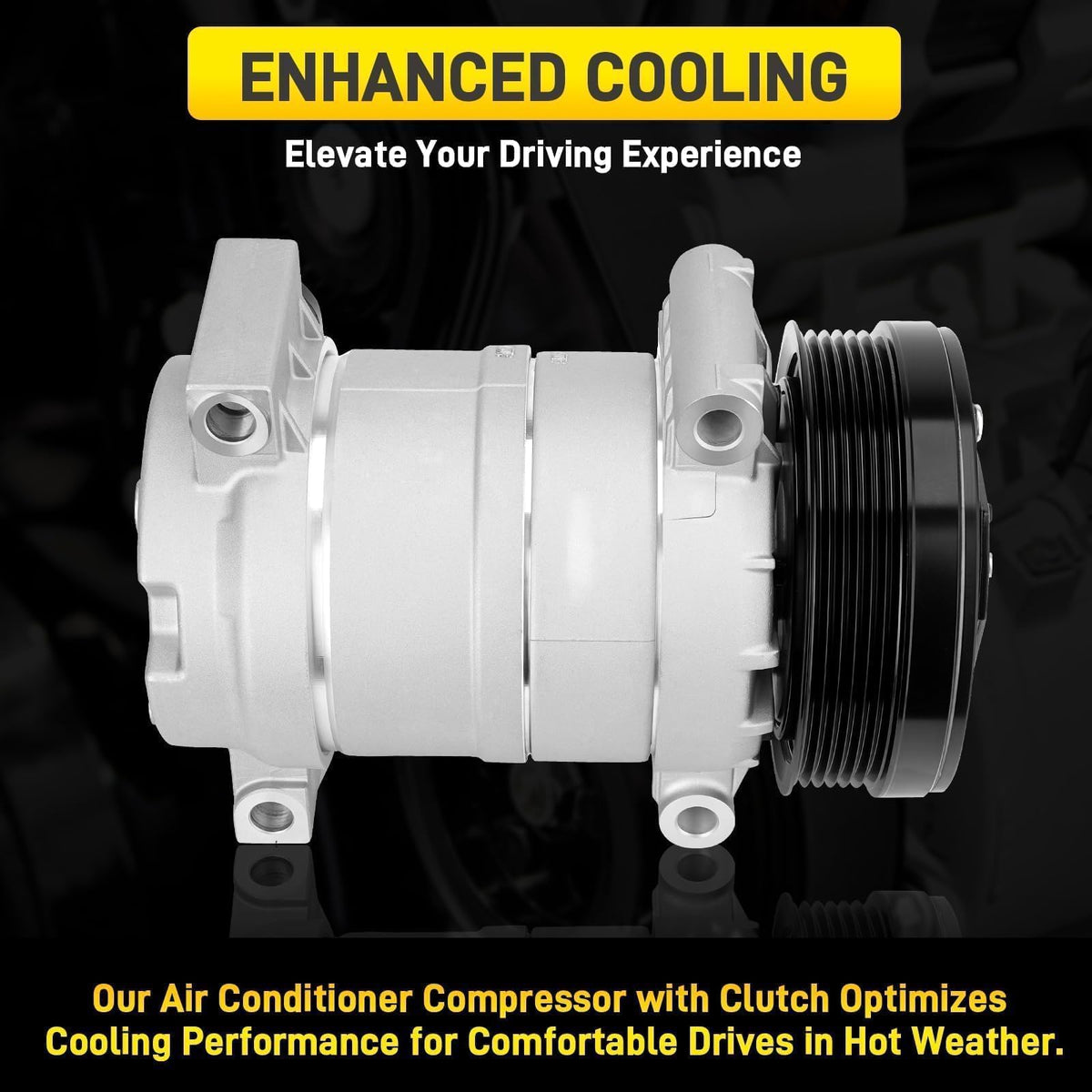 YEHERIT compressor installed in vehicle showing streamlined replacement