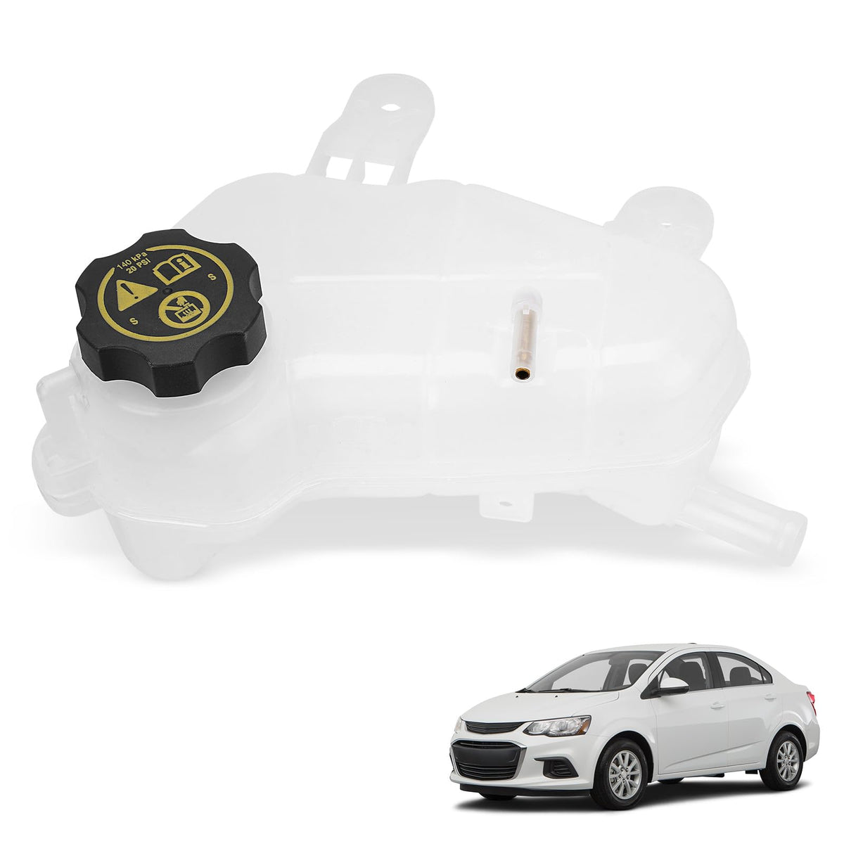 YEHERIT front view of coolant reservoir showing fitment and shape benefits