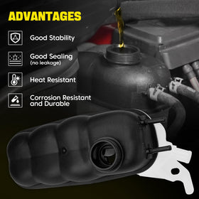 YEHERIT reservoir installed in engine bay — demonstrates direct-fit replacement benefit
