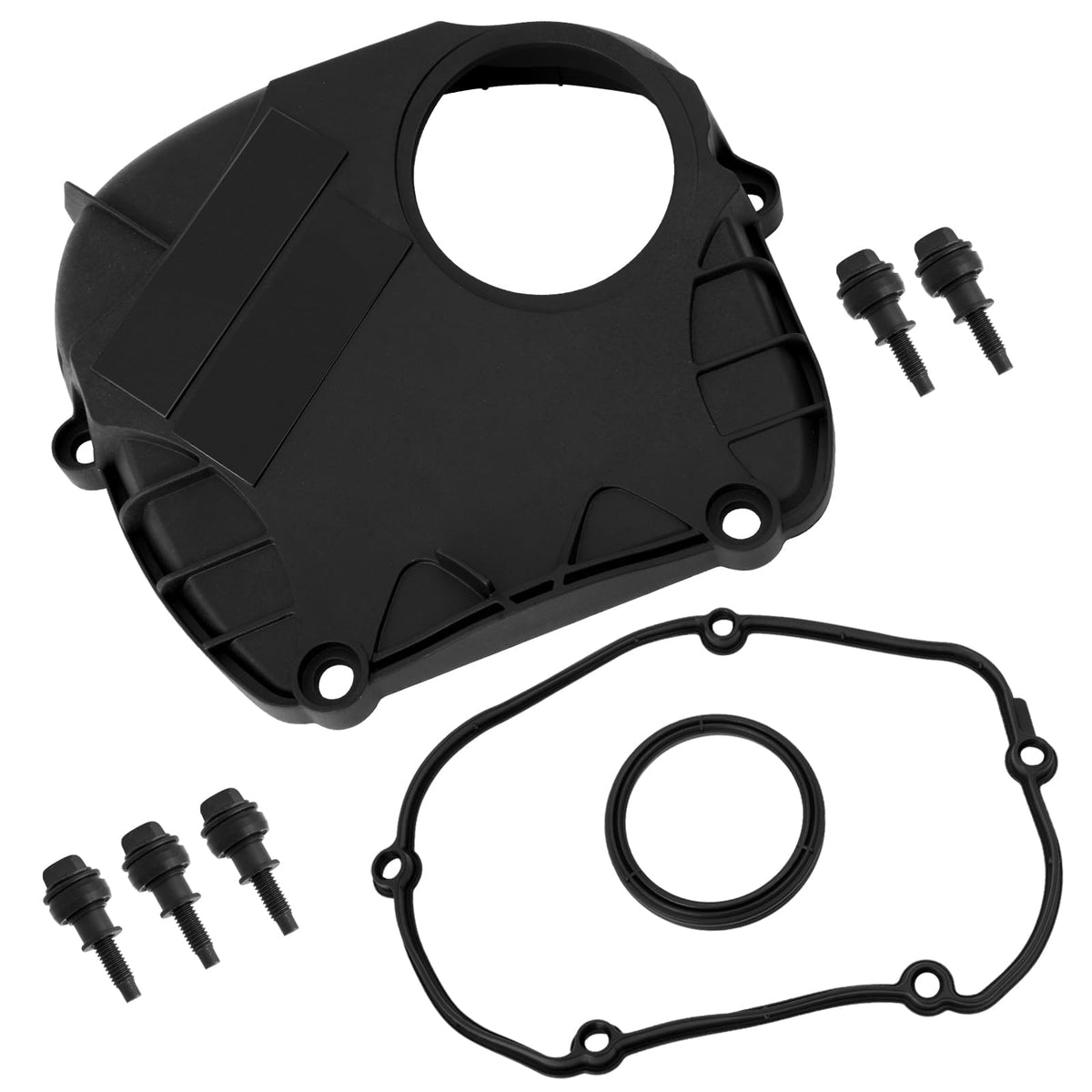 YEHERIT front view timing chain cover showing mounting flanges and ports, ensures precise fit