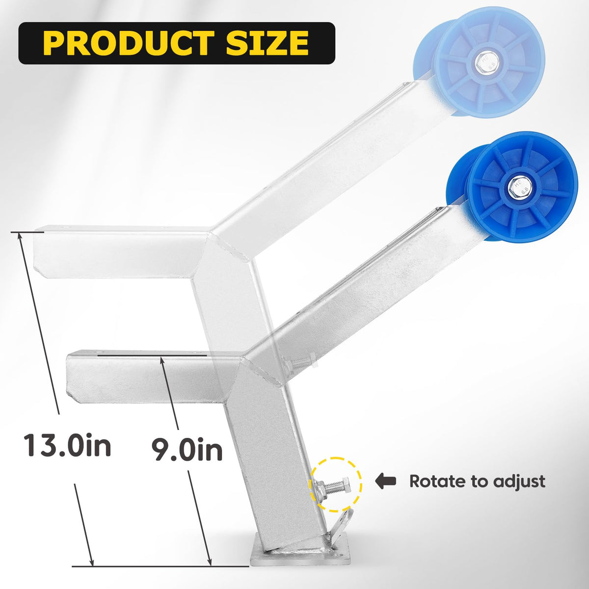 YEHERIT height adjustment scale illustrating 17.5" to 23" range for fit flexibility
