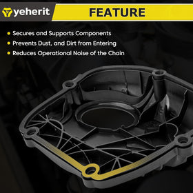 YEHERIT cover installed on engine showing protection of timing chain and cleaner engine bay