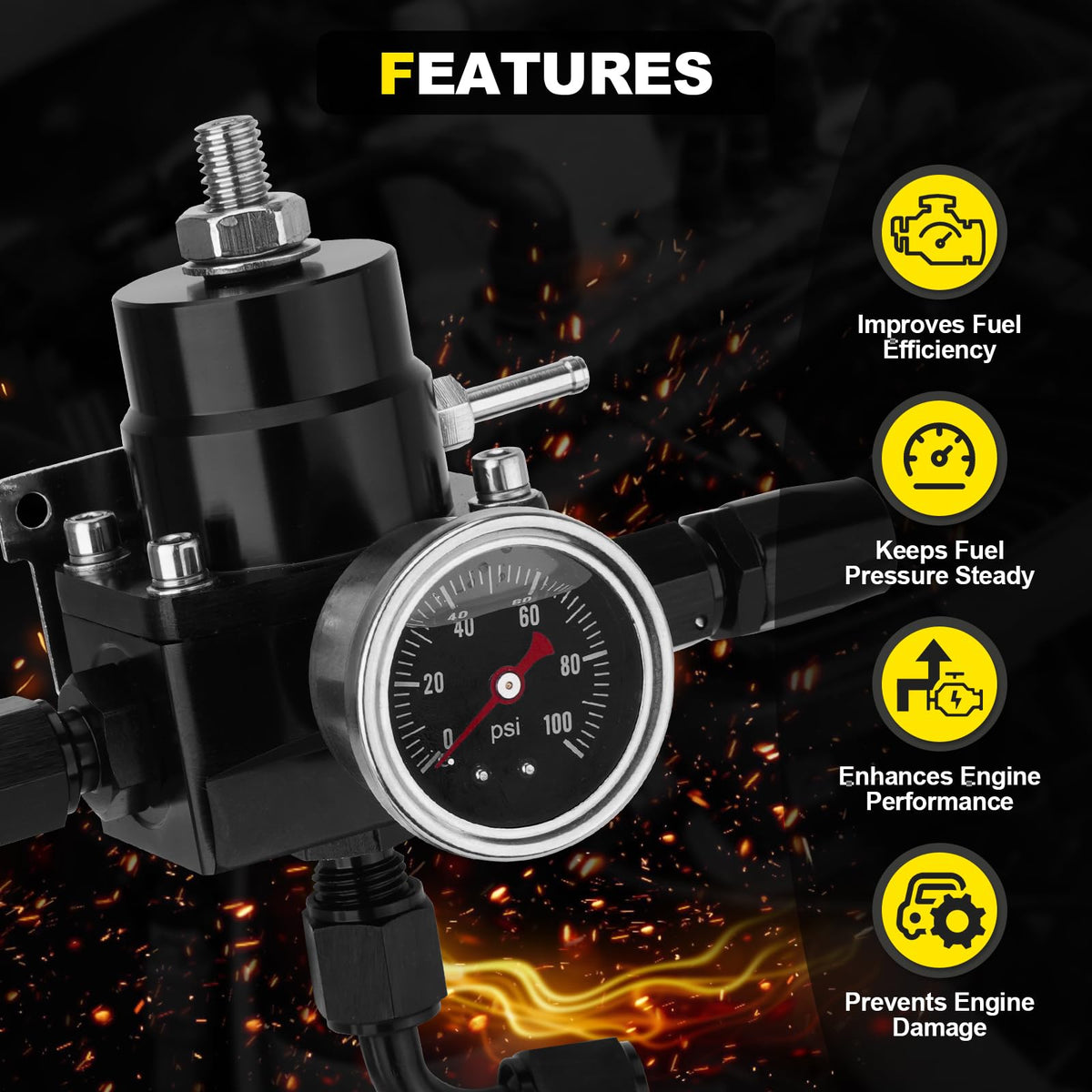 YEHERIT regulator installed on an engine rail illustrating practical vehicle fitment