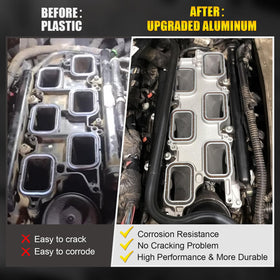 YEHERIT intake manifold mounted in engine bay demonstrating direct-fit replacement