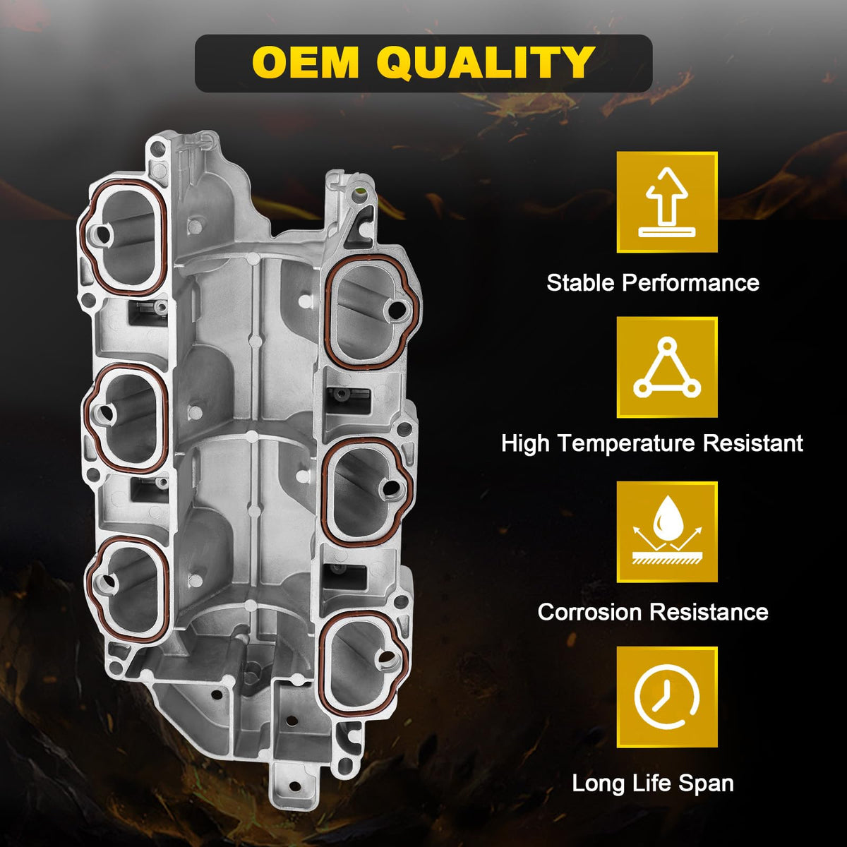 YEHERIT intake manifold side profile casting showing corrosion-resistant construction