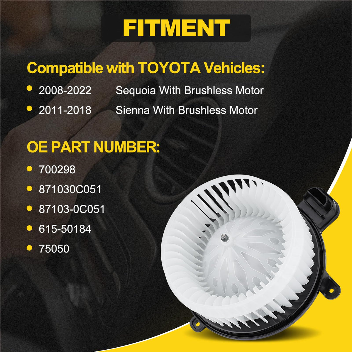 YEHERIT side profile of the brushless motor highlighting durable housing and longevity