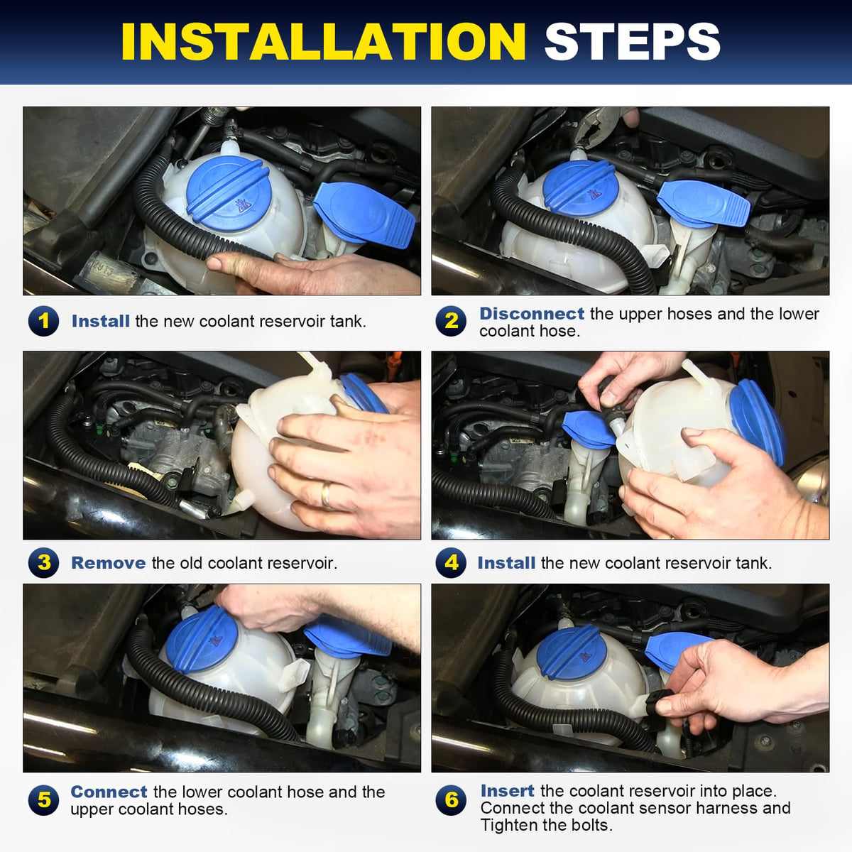 YEHERIT translucent reservoir showing coolant level visibility for faster checks