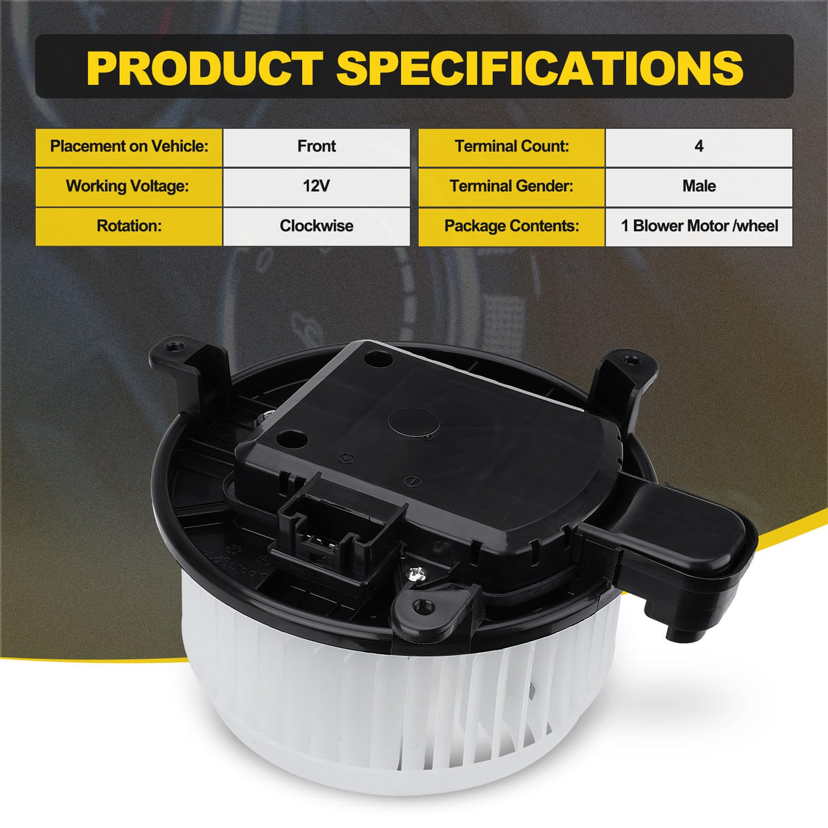 YEHERIT blower motor next to ruler showing compact size for accurate fitment