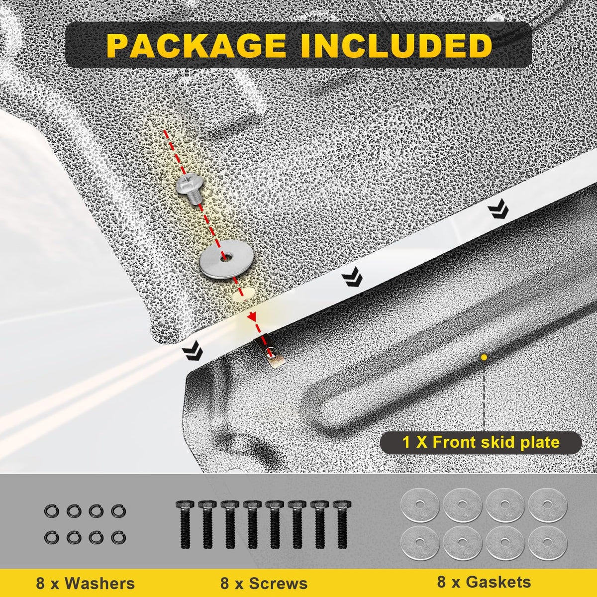 YEHERIT skid plate mounted under Tesla demonstrating underbody protection