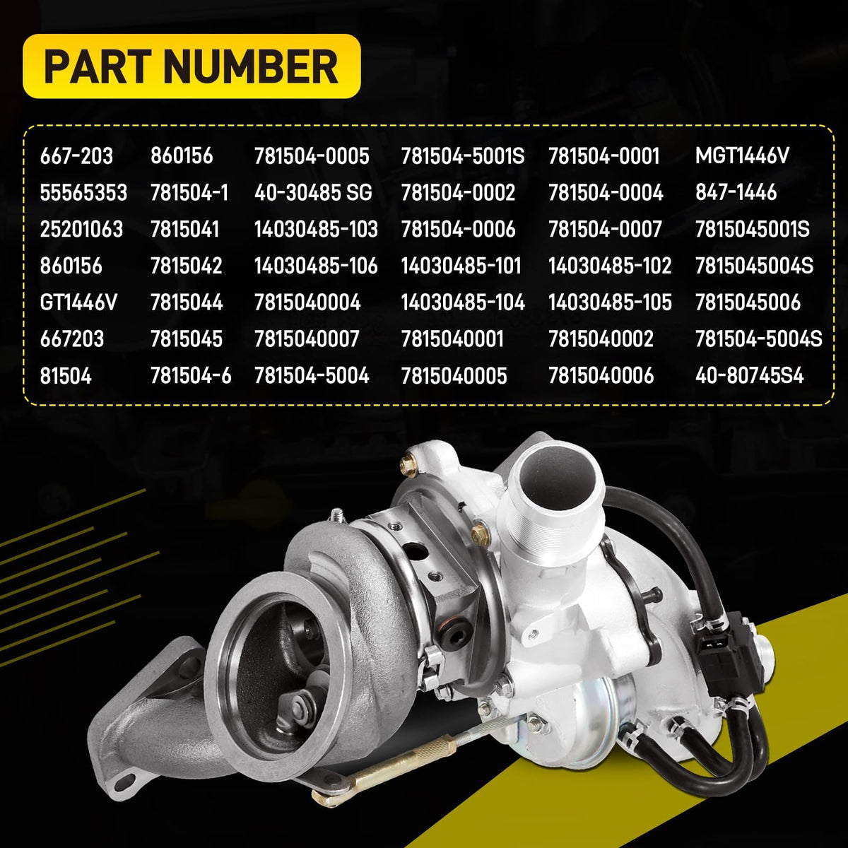 YEHERIT side profile of turbocharger illustrating compact OEM-style design benefit