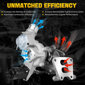 YEHERIT turbocharger mounted on engine illustrating direct-fit installation benefit
