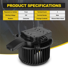 YEHERIT blower motor next to ruler showing dimensions for correct fitment benefit