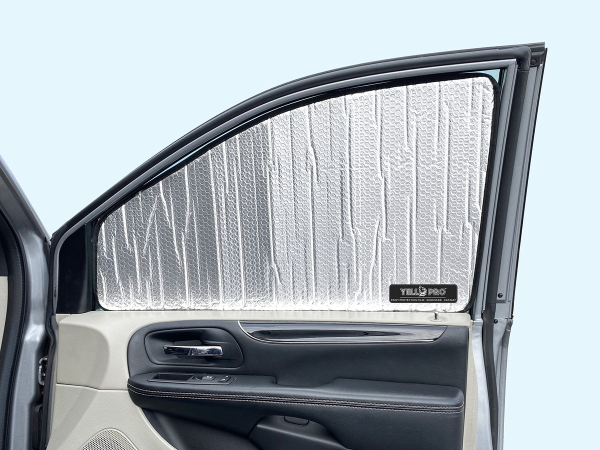 YelloPro Auto installed driver-side shade demonstrating press-fit ease