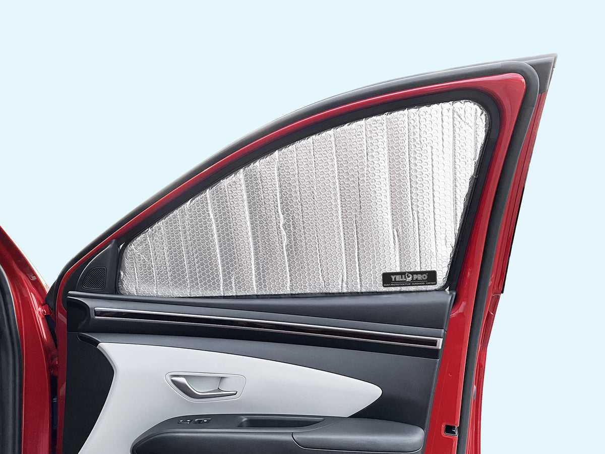 YelloPro Auto installed passenger-side shade reducing cabin sunlight