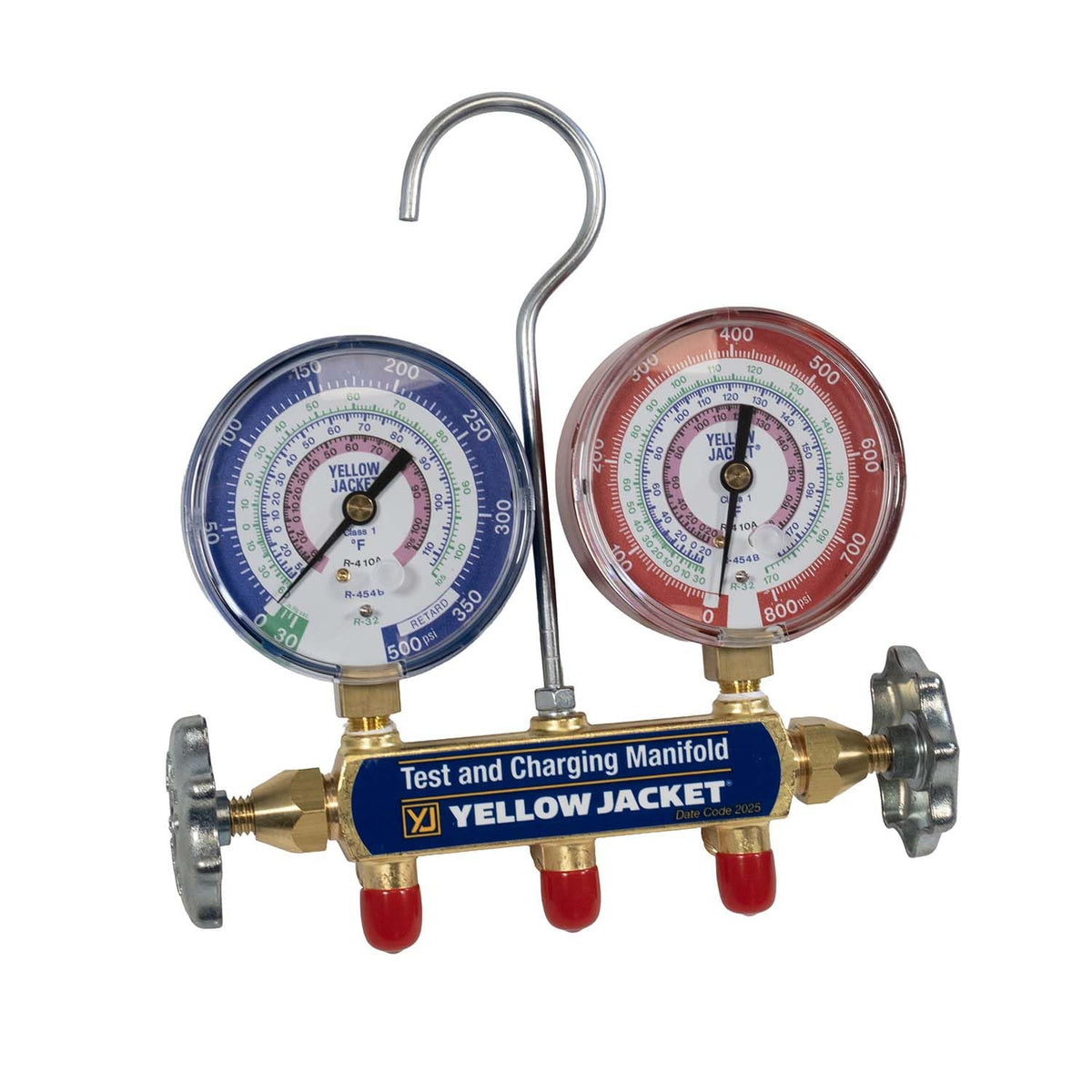 Yellow Jacket 42035 front gauges showing large color-coded faces for quick readings