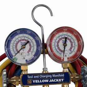 YELLOW JACKET closeup of 3-1/8 inch gauges highlighting precise readings