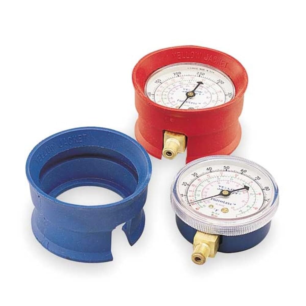 Yellow Jacket gauge boot front view protecting dial and improving tool longevity