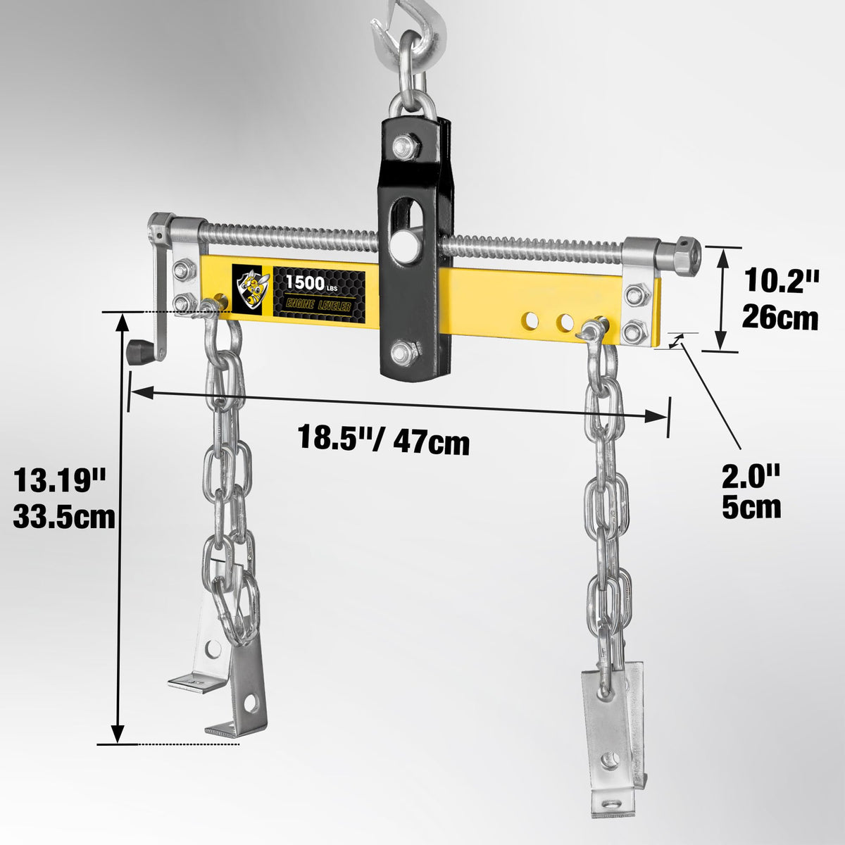 YELLOW JACKET close-up of threaded shaft and handle for precise angle control benefit
