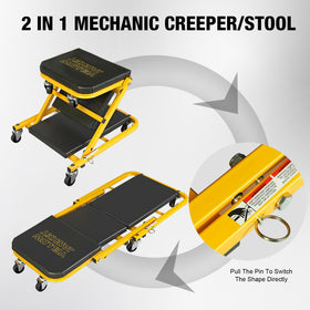 YELLOW JACKET folded flat creeper view highlighting low profile that fits under vehicles