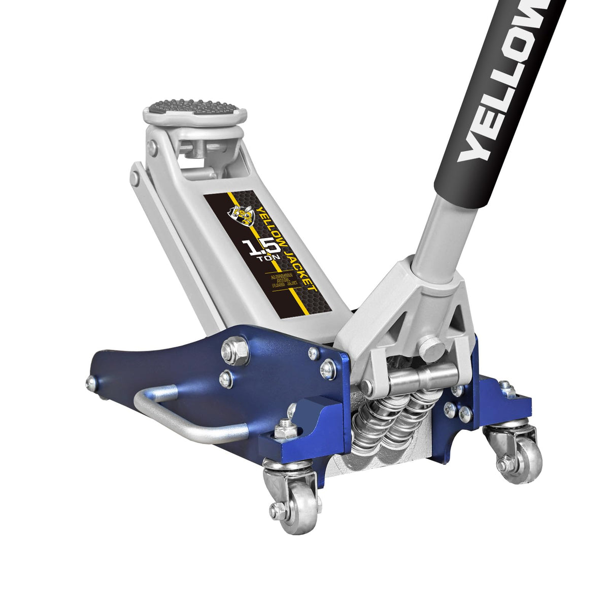 YELLOW JACKET floor jack front packaging showing sturdy construction and capacity