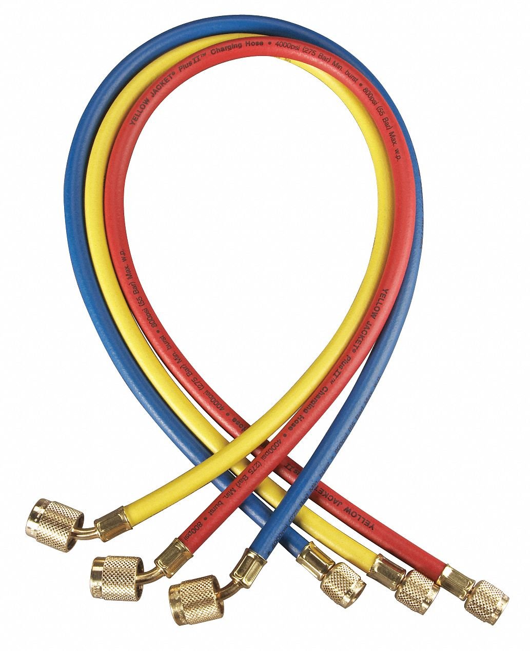 Yellow Jacket front packaging showing 5' 3-pack hoses and clear model label for fast identification