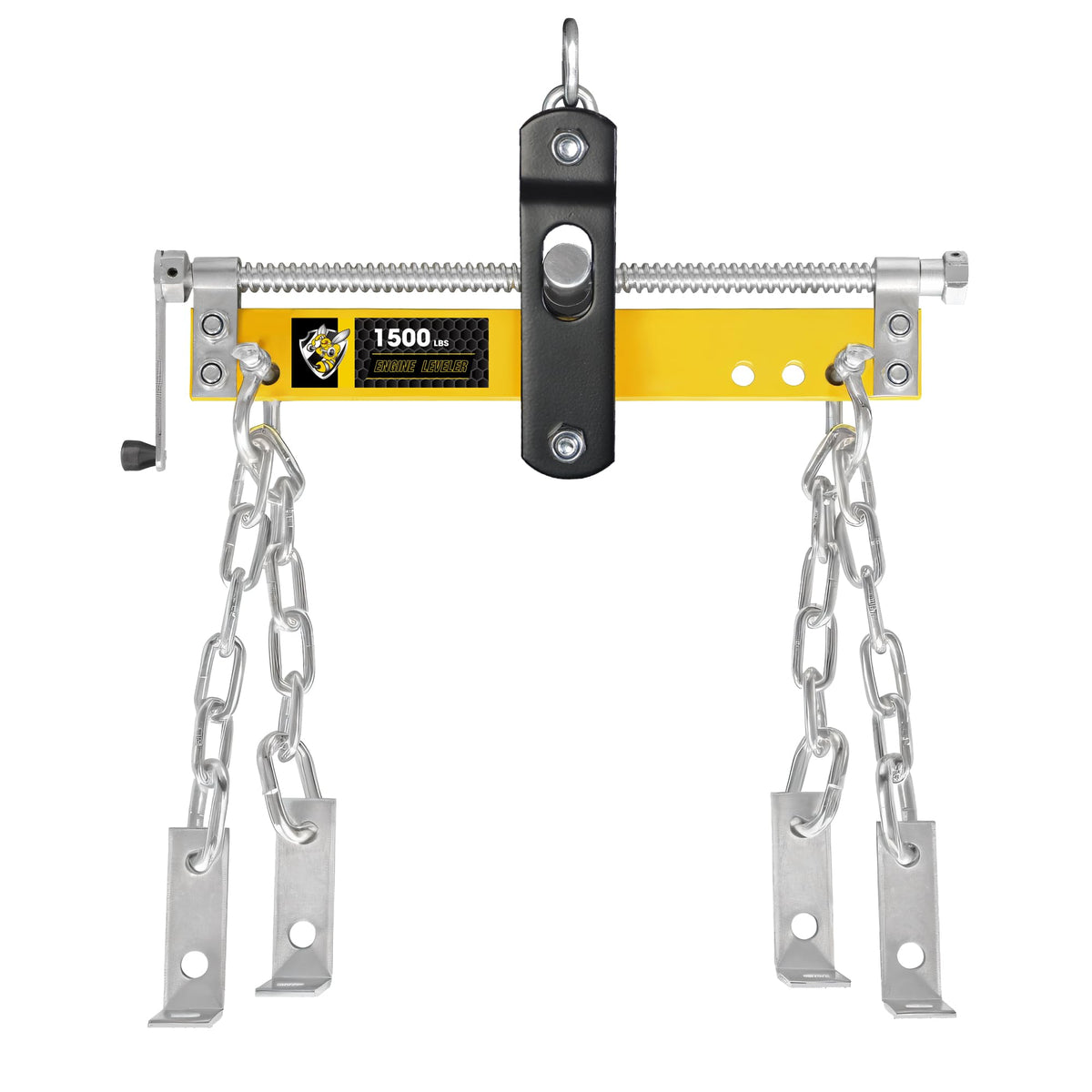 YELLOW JACKET front view of leveler showing robust frame and 1,500 lb capacity benefit